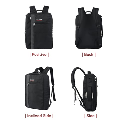 SAKOS Flash 3 in 1 Laptop Bag, 15.6 Inch Convertible Messenger, Shoulder Bag & Backpack, Water RepellentTravel Bag, Professional Work Bag for Men & Women, Briefcase with Laptop Compartment - Black - color: 2. Flash - Black/Grey