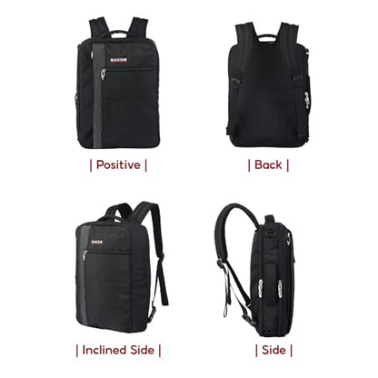 SAKOS Flash 3 in 1 Laptop Bag, 15.6 Inch Convertible Messenger, Shoulder Bag & Backpack, Water RepellentTravel Bag, Professional Work Bag for Men & Women, Briefcase with Laptop Compartment - Black - color: 2. Flash - Black/Grey