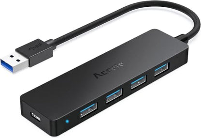 Aceele 4-Port USB 3.0 Hub, Ultra-Slim USB Hub with USB-C Powered Port[Charging/Monitor Not Supported], USB Port for MacBook, Mac Pro, iMac, Mac mini, XPS, PC, Laptop, Flash Drive, Mobile HDD (15cm) - style: 0.5ft (4A)