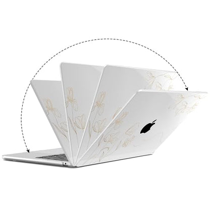 G JGOO Compatible with MacBook Air 15 inch Case 2026 2025 2024 2023 M5 A3448 M4 A3241 M3 A3114 M2 A2941, Protective Hard Laptop Shell Case + Keyboard Cover + Screen Protector, Golden Floral - color: Golden Floral