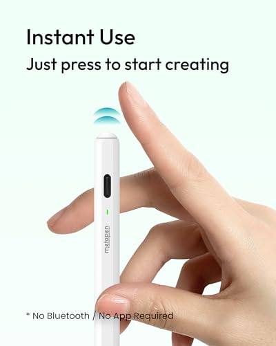 Metapen Pencil Air8 for Apple iPad 2018-2026, 10 Min Faster Charge, Palm Rejection Stylus Pen for iPad a16/11/10/9/8/7/6th Gen, Pro 12.9/11/13-inch M4/M5, Air 3/4/5/M2/M3/M4, Mini 5/6th - style: Apple pencil