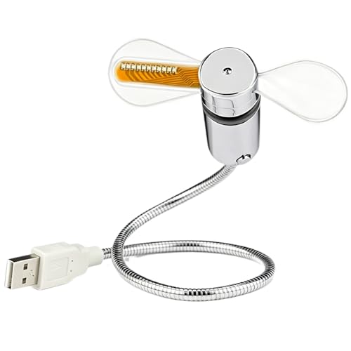 USb Fan with Led Clock Lighting, Mini Gooseneck Rechargeable Desk Fans, Innovative 2-In-1 USB Fan Time & Temperature Display, Portable Quiet Cooling Gadget for Home Office Laptop Travel (1)