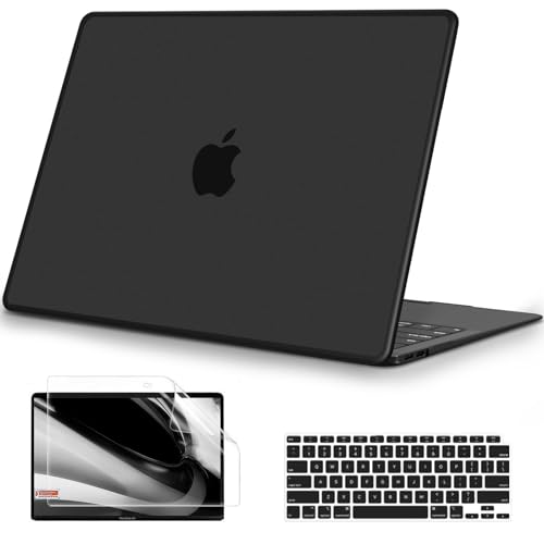 B BELK for MacBook Air 13 inch Case 2021 2020-2018 M1 A2337 A2179 A1932 | Matte Plastic Laptop Hard Shell for MacBook Air 13.3 inch Case Touch ID with Keyboard Cover & Screen Protector, Frost Black - color: Frost Black