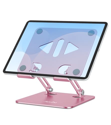Aoviho Tablet Stand for Desk,Adjustable Tablet Holder,Rose Gold | Stable Aluminum Design, Fits iPad Pro/Air/Mini & Samsung Tablets, Adjustable Viewing, Ideal for Office & Home - color: Rose Gold