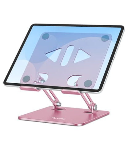 Aoviho Tablet Stand for Desk,Adjustable Tablet Holder,Rose Gold | Stable Aluminum Design, Fits iPad Pro/Air/Mini & Samsung Tablets, Adjustable Viewing, Ideal for Office & Home - color: Rose Gold