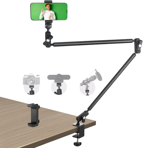 Desktop Clamp Magic Arm 33.84" Kit for Phone,DSRL Two-Stage Adjustable Flexible Arm, Overhead Camera Mount, Desk Phone Mount for Webcam, Action Camera, Mic,Video Light - size: MH04