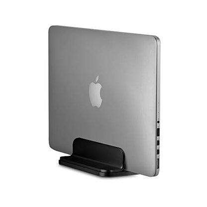 DrewChan Aluminum Vertical Stand with Adjustable Width Base, Fits All MacBook, Surface, Chromebook and Gaming Laptops (up to 17.3 inches), Black
