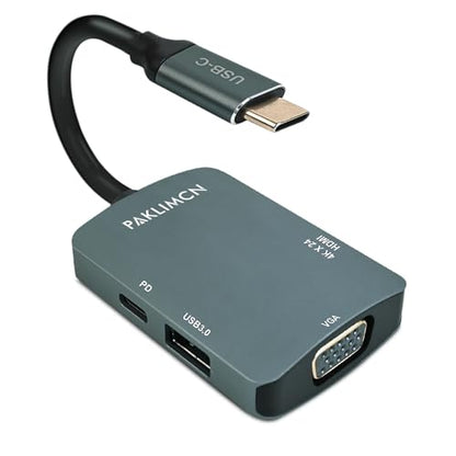 USB-C HUB USB C to HDMI VGA USB3.0 PD Adapter, TYPEC to USB Adapter, USB Type-C 90W Power 4in1 Delivery, Compatible with iPhone 15, MacBook Pro/Air 2023,
