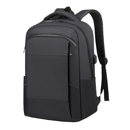 Business Trave Laptop Backpack Lightweight Anti-Theft Backpack with USB Charging Port Waterproof Computer Bag Casual Daypack - color: Black
