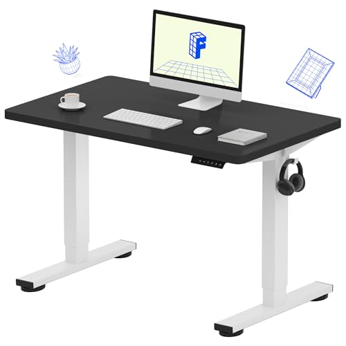 FLEXISPOT EN1 40"x24" One-Piece Standing Desk, Black | 1" Thick Seamless Desktop, 176 LBS Capacity, Home Office Use, 4 Memory Presets, Dual Monitor Setup, Anti-Collision Protection - color: Black (White Frame), size: 39.4 x 23.6 in