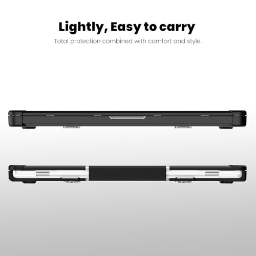 Batianda Heavy Duty Case for New MacBook Pro 16 inch 2026 M5 2024 M4 M3 M2 M1 Pro Max Chip - Starry Dot-Matrix Cover with PU Leather Spine & Foldable Stand - Full Protection Anti-Collision, Black - color: Black