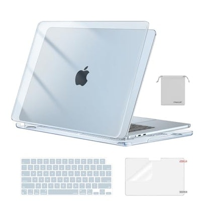 MOSISO Compatible with MacBook Air 15 inch Case M5 2026 M4 M3 M2 2025-2023 | A3448 A3241 A3114 A2941, Scratch-Resistant Protective Hard Shell Case&Keyboard Cover&ScreenFilm&Pouch, Crystal Sky Blue - color: Crystal Sky Blue