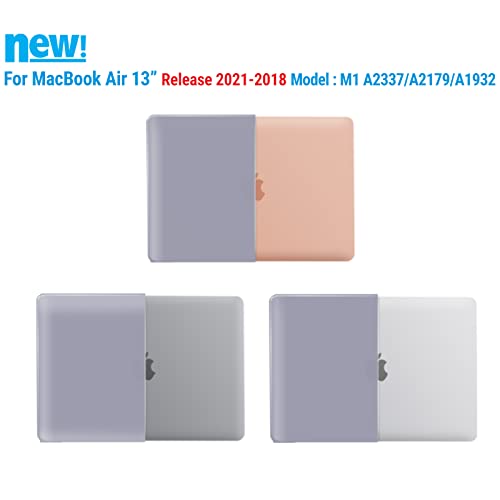 IBENZER Compatible with New MacBook Air 13 inch Case 2022 2021 2020 M1 A2337 A2179 A1932, Plastic Hard Shell Case with Keyboard Cover for Mac Retina Display with Touch ID, Lavender Gray, AT13LVGY+1 - color: Lavender Gray
