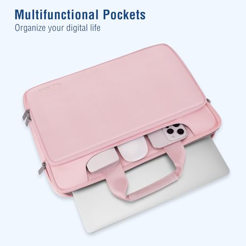 MOSISO 360 Protective Laptop Bag 15.6 inch, 15-16 inch Computer Bag | Compatible with MacBook Air 15 inch/Pro 16 inch, HP,Dell,Lenovo,Asus, Laptop Carrying Case with Strap&Handl, Pink - color: Pink, size: 16 inch