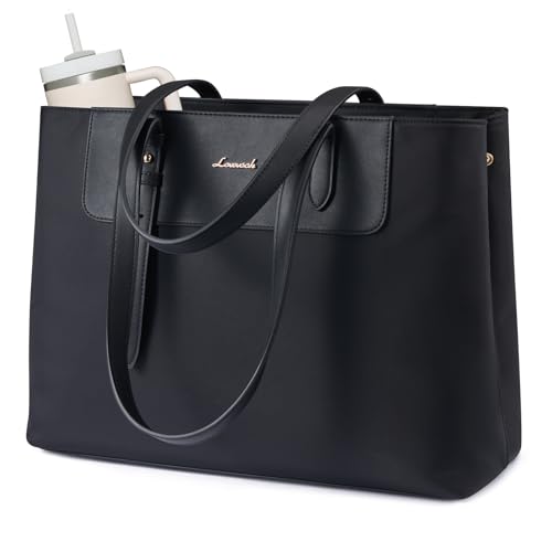 LOVEVOOK Laptop Tote Bag for Women 15.6 Inch, Water-Resistant Work Tote Bag Large Capacity Computer Bag Briefcase Handbag - color: Classic Black, size: 17.3Inch