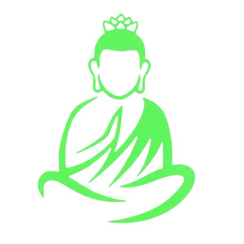 2 Pieces Fluorescent Neon Green Cross & Buddha, Skull Car Decal, Safety Religious Spiritual Stickers for SUV, Windows, Motorcycles, Skateboard Christian Night Visibility Hide Scratches (Buddha) - color: Buddha