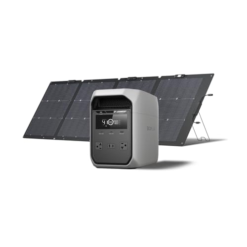 EF ECOFLOW Solar Generator Delta 3 Classic with 220W Solar Panel, 1024Wh | 1800W AC (3600W Surge)/100W USB-C Output, LiFePO4 Battery Portable Power Station, 10ms UPS, 1 Hr Fast Charge for Home,Camping - style: DELTA 3 Classic+220W