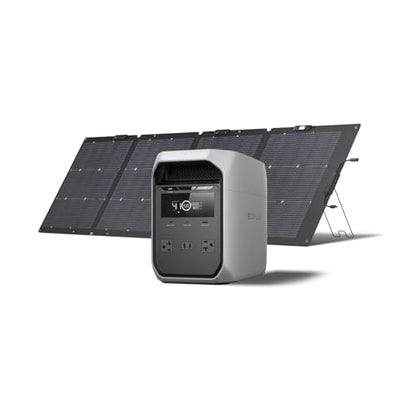 EF ECOFLOW Solar Generator Delta 3 Classic with 220W Solar Panel, 1024Wh | 1800W AC (3600W Surge)/100W USB-C Output, LiFePO4 Battery Portable Power Station, 10ms UPS, 1 Hr Fast Charge for Home,Camping - style: DELTA 3 Classic+220W