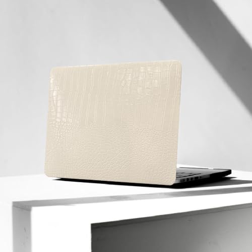 Crocodile Case for MacBook Air 13 inch 2026-2022 M5/M4/M3/M2 Logo Cutout | Model A3449 A3240 A3113 A2681, Texture Crocodile Aligator Skin Snakeskin PU Leather Hardshell Case & Keyboard Cover, Beige - color: ## Beige Crocodile
