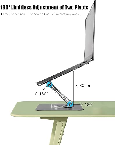 Vortex D086-Grey Laptop Stand Ultimate Cutting-Edge Durable Convenient Secure Cooling Aluminum 360-degree Effortlessly Rotating Innovative Design Comfort and Flexible (Grey)