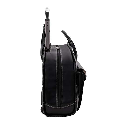 McKlein Granville, Top Grain Cowhide Leather, 15" Leather Horizontal Wheeled Ladies' Laptop/Computer & Tablet Business Briefcase/Rolling Overnight Travel Bag, Removable trolley case