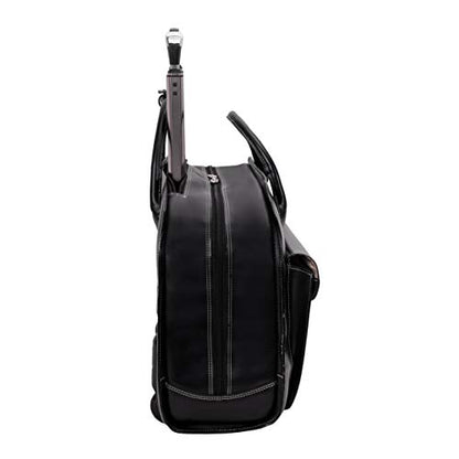 McKlein Granville, Top Grain Cowhide Leather, 15" Leather Horizontal Wheeled Ladies' Laptop/Computer & Tablet Business Briefcase/Rolling Overnight Travel Bag, Removable trolley case