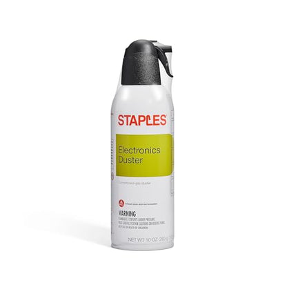 Staples Compressed Air Duster – 10 oz. Can for Electronics, Keyboards & Office Devices | Blasts away dust and debris from laptops, vents, and hard-to-reach office equipment.