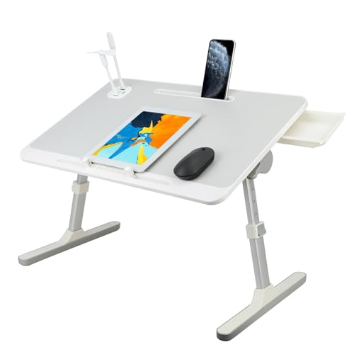 Laptop Bed Tray Table, Height Angle Adjustable Laptop Bed Stand, Portable Laps Desk with Foldable Legs Foldable Laps Tablet Table for Sofa Couch Grey - color: Gray