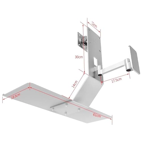 Laptop Desk Mount Stand, Monitor Wall Mount, Adjustable Laptop Holder Bracket with 24-inch Wide Tray, 10kg Load Capacity and Durable Material, Stable Structure, for Working, Studying