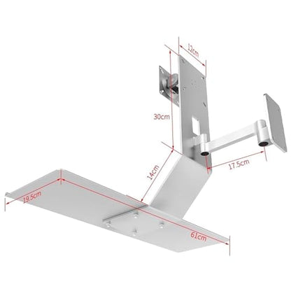 Laptop Desk Mount Stand, Monitor Wall Mount, Adjustable Laptop Holder Bracket with 24-inch Wide Tray, 10kg Load Capacity and Durable Material, Stable Structure, for Working, Studying