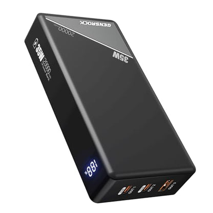 GENSROCK Portable Charger Power Bank 20000mAh,Travel Power Bank | 3 USB Ports | PD 35W Fast Charging | LED Display | 37Wh | Travel | Compatible with iPhone and Android | Flight-Safe | Black - color: Gray