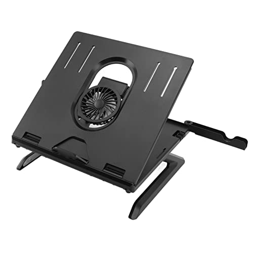 Laptop Stand, Ergonomic Height Angle Adjustable Computer Notebook Stand, Portable and Foldable Laptop Riser Holder with Detachable Cooling Fan, Laptop Shelf Compatible with 10-17in Laptops