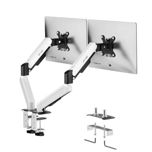 MT-VIKI Dual Monitor Stand - Gas Spring Double Monitor Arm with Quick Release VESA Plates for 2 Screens 17-32 Inch, Full Motion Articulating Desk Mount, Holds 4.4-19.8lbs - size: Dual Arm