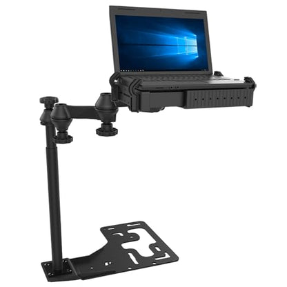 RAM MOUNTS Universal No-Drill Semi-Truck Laptop Mount with Tough-Tray | Fits Volvo, Freightliner, Kenworth, International, Mack & Peterbilt trucks, dual swing arm with Tough-Tray