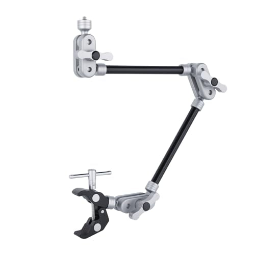 UTEBIT 22" Magic Arm w Clamp Mount, Desk Camera Mount Articulating Friction Boom w Arm 1/4" Thread Adapter, Overhead Desk Phone Mount for Video Light Webcam Microphone Action Camera Content Creators - size: 22 inch