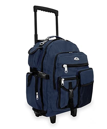Everest Deluxe Wheeled Backpack, Navy, One Size - color: Navy