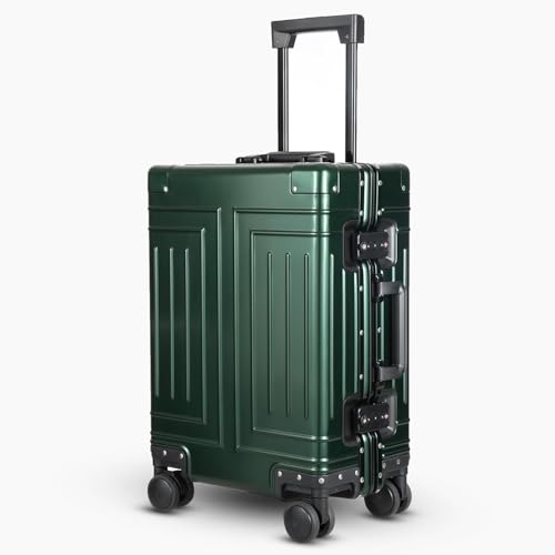 All Aluminum Carry On Luggage，Cut from Whole Aluminum Sheet，22x14x9 Airline Approved ，（3rd Generation，Premium Metal zipperless suitcase ） (green, 20inch) - color: green, size: 20 inch