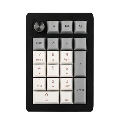 EPOMAKER EK21 VIA Gasket Number Pad w/ 1000mAh Battery, BT 5.0/2.4GHz/Wired | Hot-Swap Numpad with Aluminum Alloy knob, Programmable for Win/Mac/Gaming (Black Silver, Wisteria V2 Switch) - color: Black Silver, size: Wisteria V2 Switch