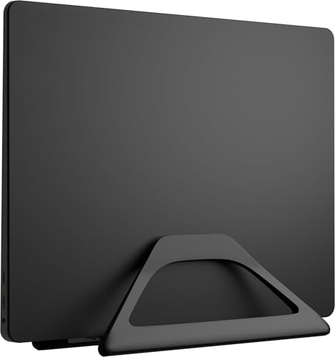 Aluminum Vertical Laptop Stand with Gravity Auto-Lock – Adjustable Laptop Holder Vertical fits MacBook Pro/Air, Chromebook & Gaming Laptops up to 17.3" – Space-Saving Desktop Dock - Black - color: Black