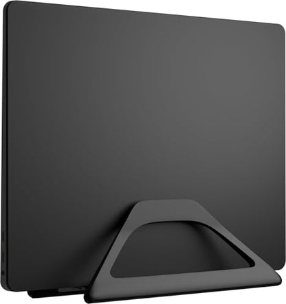 Aluminum Vertical Laptop Stand with Gravity Auto-Lock – Adjustable Laptop Holder Vertical fits MacBook Pro/Air, Chromebook & Gaming Laptops up to 17.3" – Space-Saving Desktop Dock - Black - color: Black