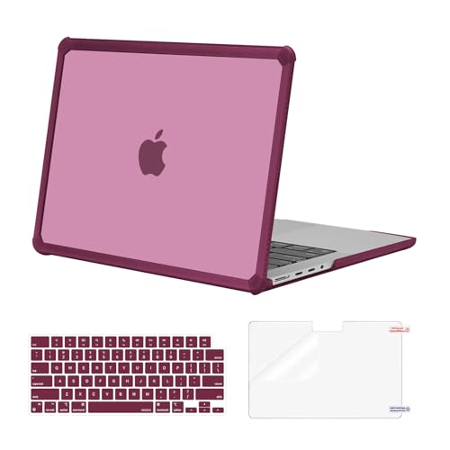 MOSISO Compatible with MacBook Pro 14 inch Case M5 M4 M3 M2 M1 2026-2021 | 3 in 1 Kit Anti-Crack Hard Shell with TPU Bumper, A3427 A3426 A3434 A3112 A3185 A3401 A2918 A2992 A2779 A2442, Wine Red - color: Wine Red