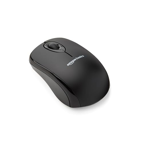 Amazon Basics 2.4 GHz Wireless Optical Computer Mouse with USB Nano Receiver, Portable, No Wires, Smooth Tracking, Multi-Device Compatibility, Black - color: Black, style: 1-Pack