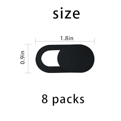 Privacy Lens Cover Set for Laptops Tablets Smartphones Sliding Screen Privacy Protector Pack for Office Home Use (Black 8 Pack) - color: Black-8 PCS