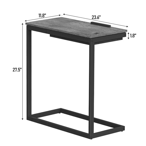 TUTOTAK Large C Shaped End Table, Side Table, Couch Computer Table C Table | Tilting Laptop Stand with Storage, Computer Couch table for Living Room, Bedroom, Charcoal Grey TB01BY089 - color: Charcoal Grey, style: Modern