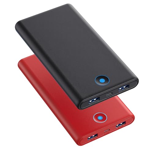 [2-Pack] Portable Charger Power Bank 20000mAh,Ultra Slim Fast Charging Battery Pack with Dual USB Outputs,Travel Essential Portable Phone Charger for iPhone 17/16/15/14/13/12/X,Galaxy S24-Black+Red - color: Black+Red, size: 20000mAh