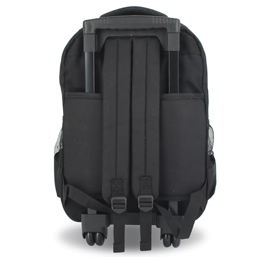 Rolling Backpack for Women. Kids Roller Bag with Wheels. Wheeled Carry-On Luggage, Black - color: Black