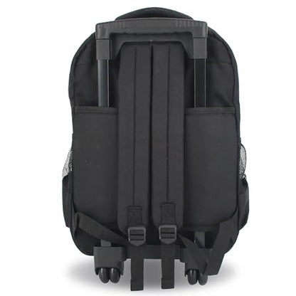 Rolling Backpack for Women. Kids Roller Bag with Wheels. Wheeled Carry-On Luggage, Black - color: Black