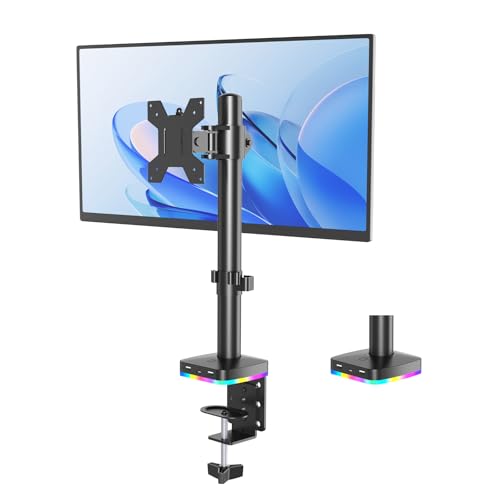 Afaloona RGB Monitor Stand with USB Hub for 13-27" Monitors, up to 17.6 lbs | Single monitor mount with 1 USB-C and 2 USB-A ports supports charging and data transfer for gaming desks and workstations - size: RGB Single Monitor Stand