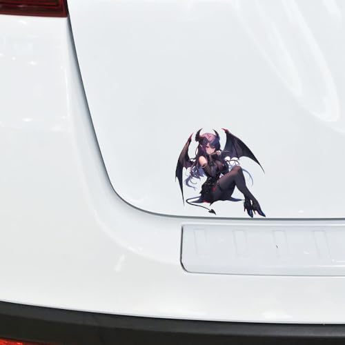 5.1" Devil Kawaii Girl with Wings Sitting Anime Car Decals Auto Body Laptop Windshield Trunk Lid Accessories Stickers (D) - color: D