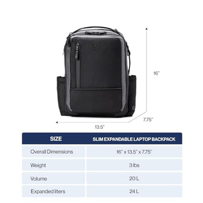 Travelpro Altitude Slim Expandable Travel Laptop Backpack 20-24L, 16 Inch - color: Falcon Grey